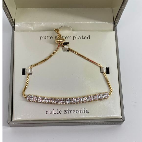 Sparkle Allure Cubic Zirconia Adjustable Gold Bracelet NEW in Box - Picture 2 of 6